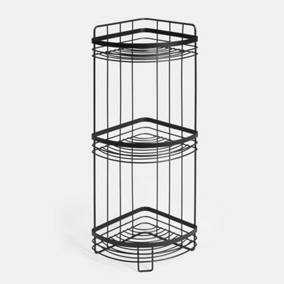  - Black 3 Tier Shower Caddy Bathroom Organiser Plastic Freestanding Corner Shelf
