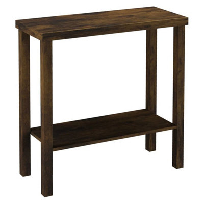  - Rustic Brown 2-Tier Wooden Narrow Console Side Table Entryway Hallway Furniture Home Office