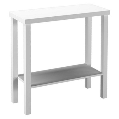  - White 2-Tier Wooden Narrow Console Side Table Entryway Hallway Furniture Home Office