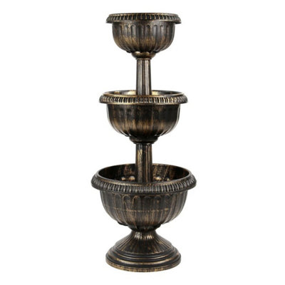  - Outdoor Garden 3 Tier Fountain Bronze Effect Planter Pot Flower Stand