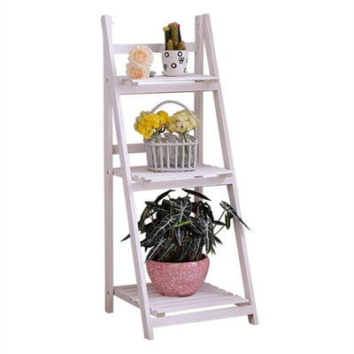 3-Tier White Wooden Ladder Shelf Storage Bookcase Plant from B&Q