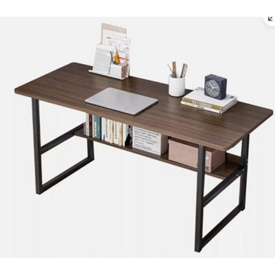  - Brown Home Office Computer Desk With Bookshelf