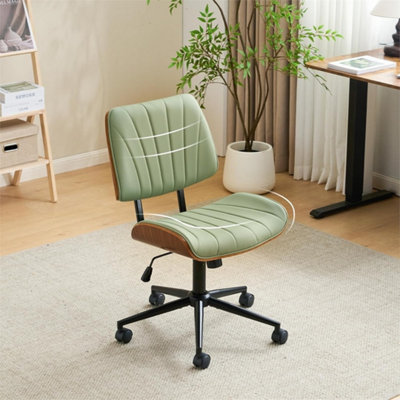  - Green Pu Leather Armless Swivel Office Computer Chair