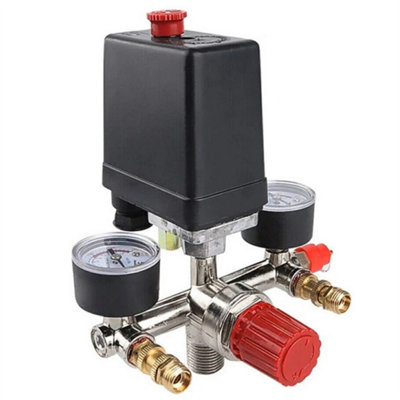 - 230V Air Compressor Pressure Switch Control Regulator With Gauges