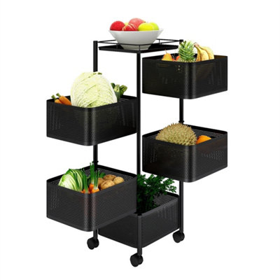  - 5-Tier Trolley Rack Kitchen Storage Veg Cart With Wheels