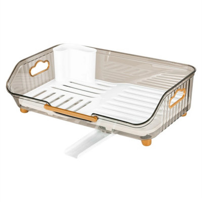 Grey Dish Drainer Rack Cutlery Cup Holder Counter from B&Q