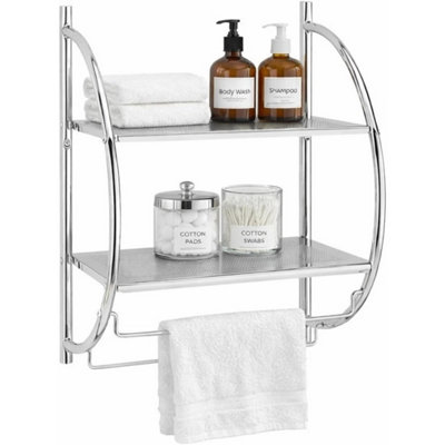 2 Tier Chrome Wall Bathroom Towel Shelf Rack from B&Q