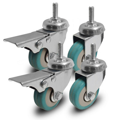 4X Heavy Duty M8 Thread Swivel Castor Wheels 50mm X 17mm Furniture 200Kg (Rm8) from B&Q