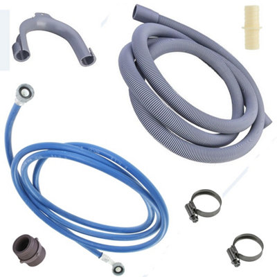 Universal Dishwasher Cold Inlet Fill & Waste Water Drain Hose Extension Kit 2.5M from B&Q