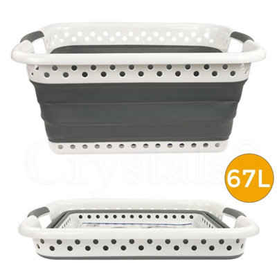 67L Folding Collapsible Laundry Large Basket Cloth Space Save Washing Popup Bin from B&Q