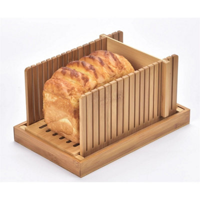 Bamboo Bread Slicer Loaf Cutting Guide Board Adjustable & Foldable from B&Q