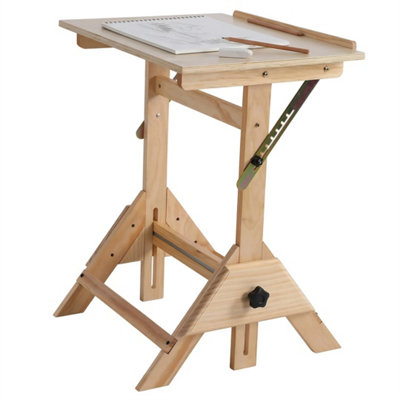 Drafting Table Angle Adjustable Drawing Artwork Desk Wood Tabletop from B&Q