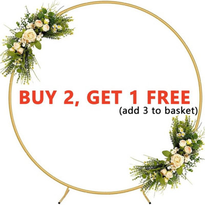 2M Round Hoop Balloon Arch Backdrop Flower Gold Display Stand Frame Wedding New from B&Q