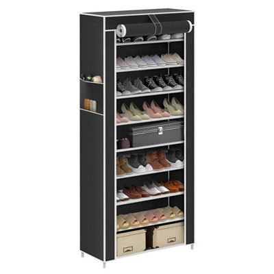 9 Tier Cabinet Storage Organiser Shoe Rack Stand Holds 27 Pairs Dustproof BlackBlack from B&Q
