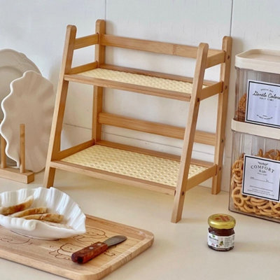 S  2 Layer Wooden Kitchen Countertop Storage Rack from B&Q