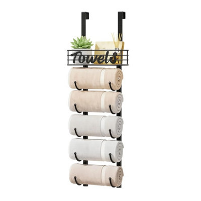 Over Door Metal Towel Rack With Shelf Basket from B&Q