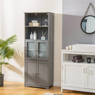 Wood Tall Storage Cabinet 2 Doors Display Organizer Freestanding from B&Q