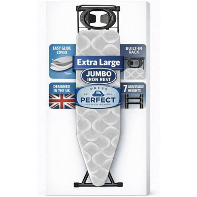 122 X 38Cm Folding Ironing Board Jumbo Iron Rest 6 Adjustable Height Foldable from B&Q
