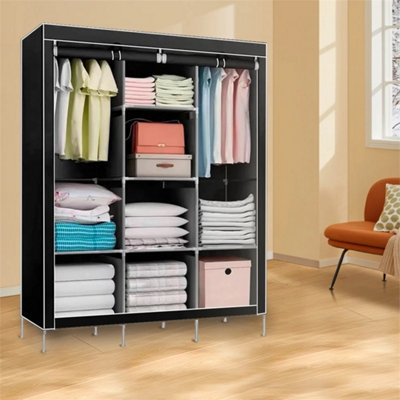 Fabric Canvas Wardrobe Storage Cupboard Hanging Shelving from B&Q