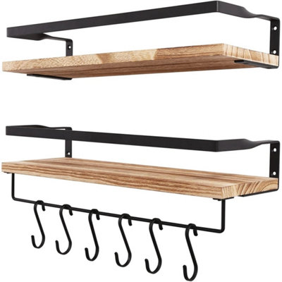 2-Piece Floating Wood Wall Shelves Decorative Storage from B&Q