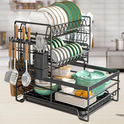 3 Tier Dish Drainer Rack With Drip Tray & Cutlery Holder from B&Q
