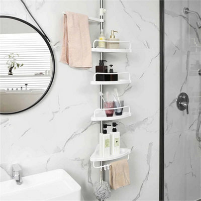 4 Tier Telescopic Bathroom Corner Shelf Shower Caddy Storage Rack from B&Q