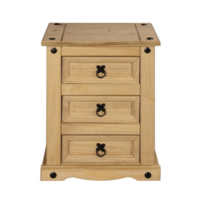 Solid Pine 3-Drawer Bedside Cabinet Table Nightstand