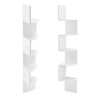  - Corner Shelf 5 Tiers Floating Shelves Wall Mount Corner Shelves Wall Organizer White