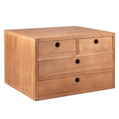 - Wooden Four Drawer Storage Box,desktop Organizer For Household Essentials Brown