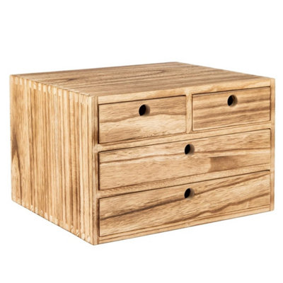  - Wooden Four Drawer Storage Box,desktop Organizer For Household Essentials Natural Color