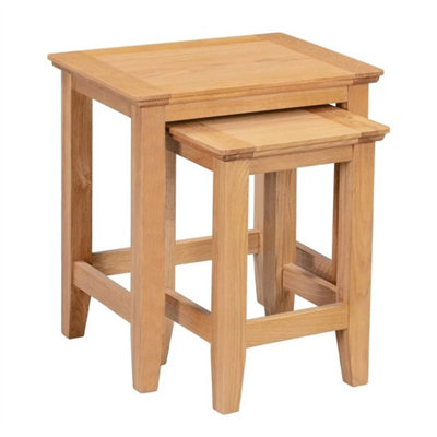  - Small Oak 2 Nesting Coffee Tables Solid Wood