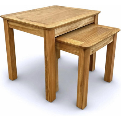 Nest Of 2 Rustic Oak Space-Saving Side Tables from B&Q