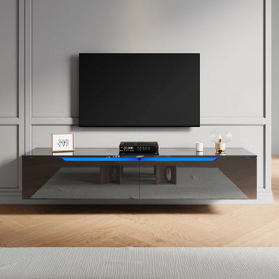  - Black 160Cm Floating Tv Stand Wall Mounted Storage Door Cabinet