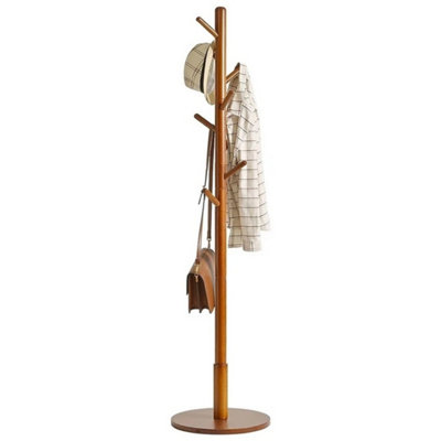 - Wooden Freestanding Coat Tree Stand 8 Hooks