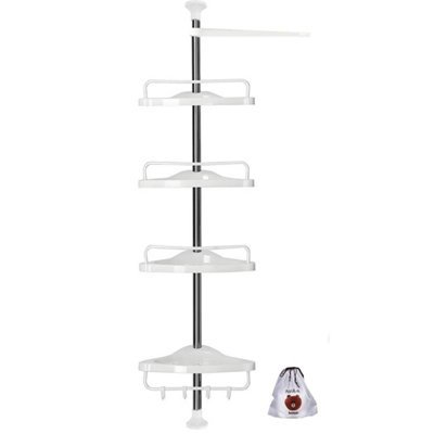 4-Tier Telescopic Bathroom Corner Shelf Shower Storage Caddy from B&Q