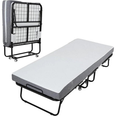  - Portable Foldable Guest Bed 10Cm Memory Foam Mattress With Wheels