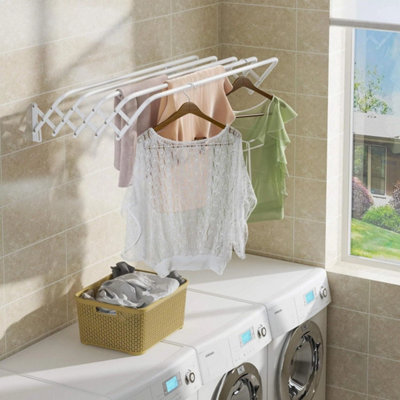  - 100Cm Wall Mounted Extendible Clothes Drying Rack Towel Laundry Airer