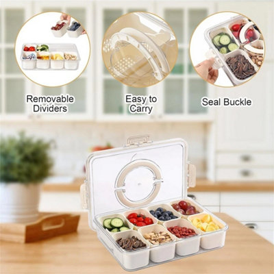 Divided Serving Tray Snack Tray With Lid 8 Compartment Snack Box Container from B&Q