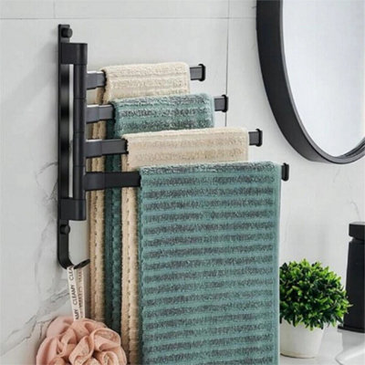 4 Arms Swivel Towel Bar Rail Rack With Wall Mounted Towel Hanger from B&Q
