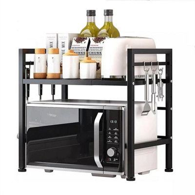 2 Tier Expandable Microwave Oven Rack Stand Storage Holder Kitchen Corner Shelf from B&Q