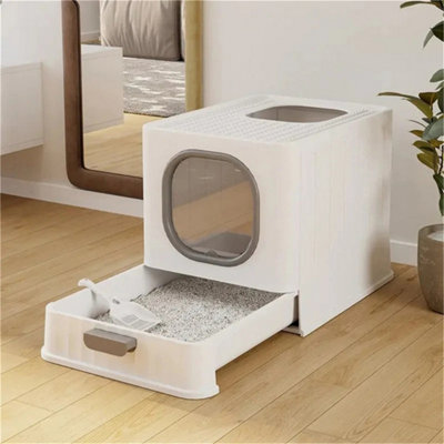 Extra Large Hooded Cat Litter Trays Fully Enclosed Anti-Splashing Cat Litter Box from B&Q