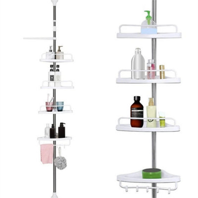 Telescopic Bathroom Shelf Shower Caddy Corner Adjustable Racks Storage Organizer from B&Q