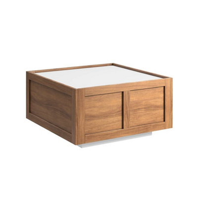 Farmhouse Coffee Table With Storage 2Drawers For Living Room Square Center TableWhite Brown from B&Q