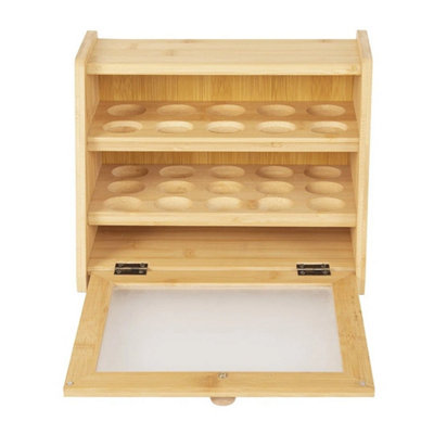  - 2-Tier Bamboo Egg Holder For Countertop Stackable 25 Eggs Rack Tray Storage