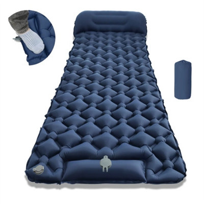  - Dark Blue 190X60Cm Self-Inflating Camping Mattress With Pillow
