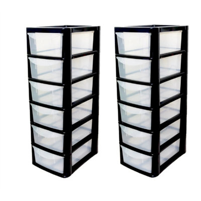 2Pcs 6 Drawer Plastic Tower Unit Desktop Storage Organizer from B&Q