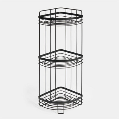  - 3 Tier Shower Caddy Bathroom Organiser Plastic Freestanding Corner Shelf 3 Tier  Black
