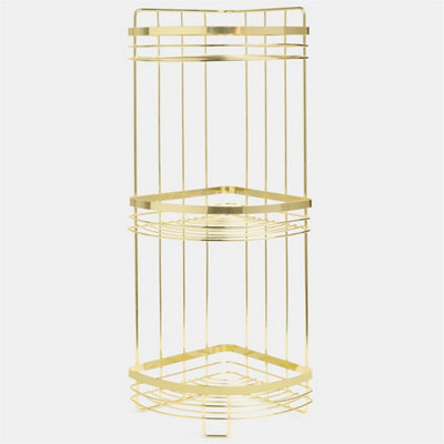  - 3 Tier Shower Caddy Bathroom Organiser Plastic Freestanding Corner Shelf 3 Tier  Gold