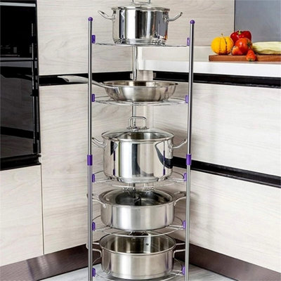 5 Tier Kitchen Rack Saucepan Organiser Space Saving Pot Pan Storage from B&Q