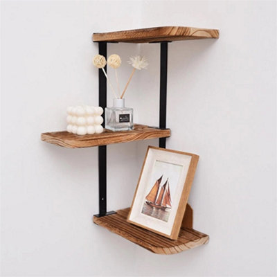 3 Tier Corner ShelfModern Floating Wall Shelves Storage Display Shelving